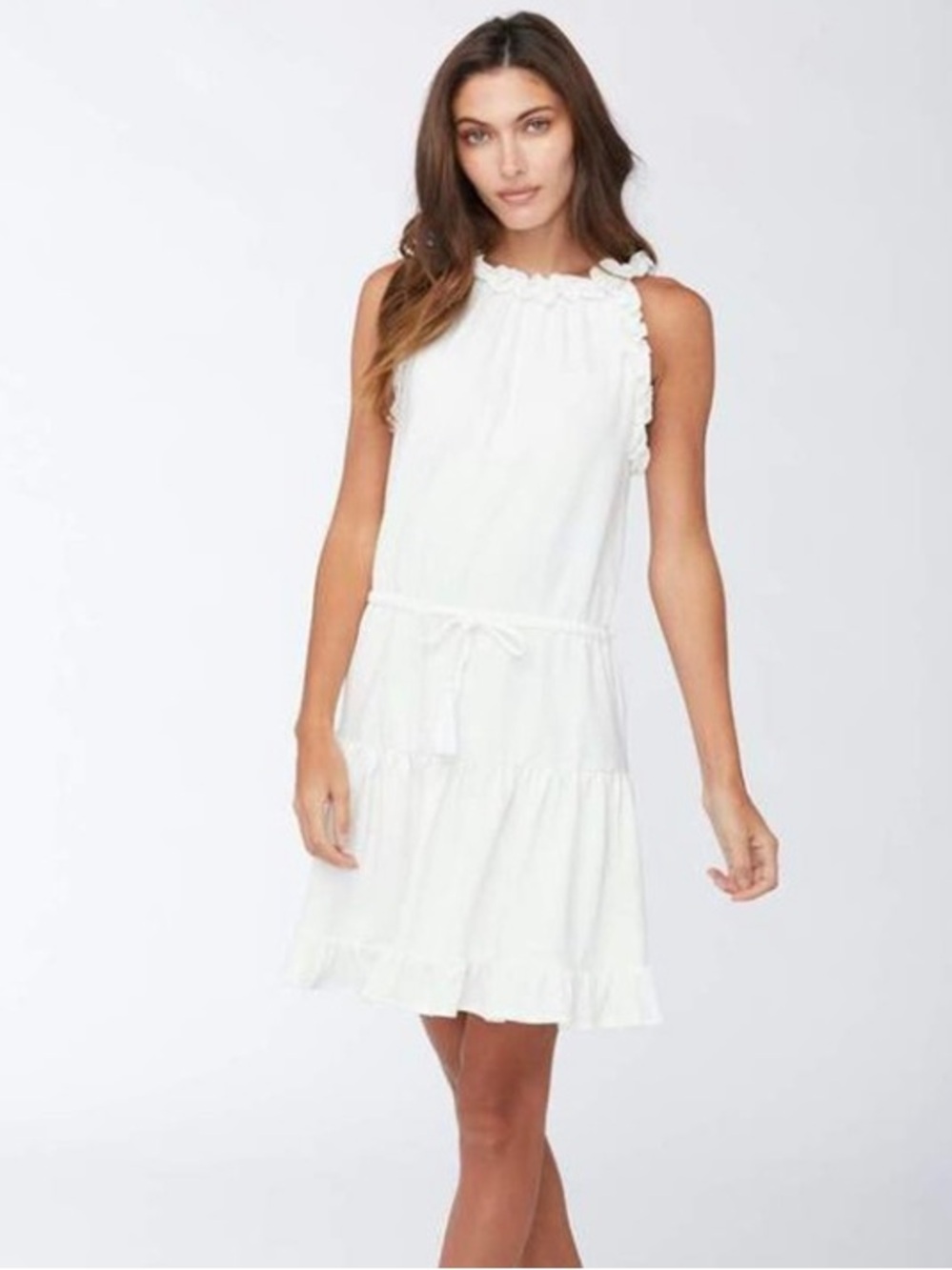 Sundays White Ruffle Dress large Cotton Great and easy to wear